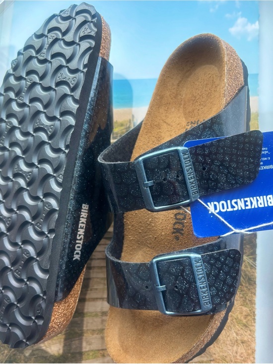 Birkenstock Shoes - Birkenstock 💅 Arizona Blue Magic Snake Big Buckle Patent Leather Sandals Slides